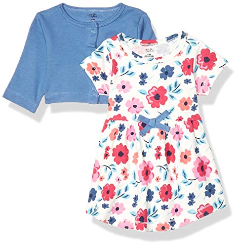 Touched by Nature Baby Girls' Organic Cotton Dress and Cardigan, Garden Floral, 9-12 Months