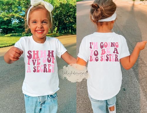 Image of LOTUCY Big Sister Shirt for Toddler Girls Cool Big Sis Club Tshirt Promoted to Big Sister Announcement Outfits