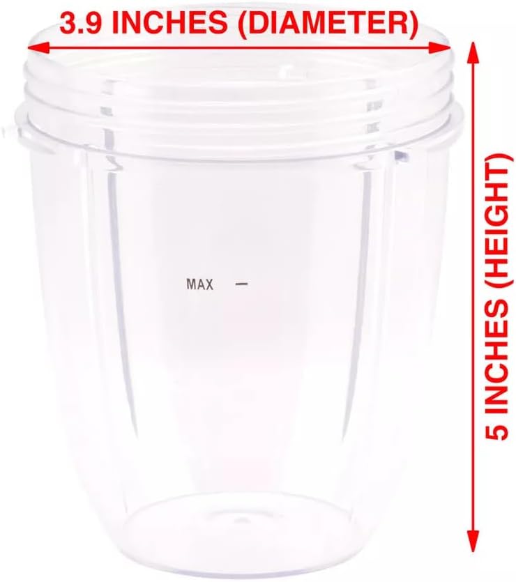 2 Pack 18 oz Short Cup Includes Lip Ring Fits For NutriBullet NB-101B NB-101S NB-201