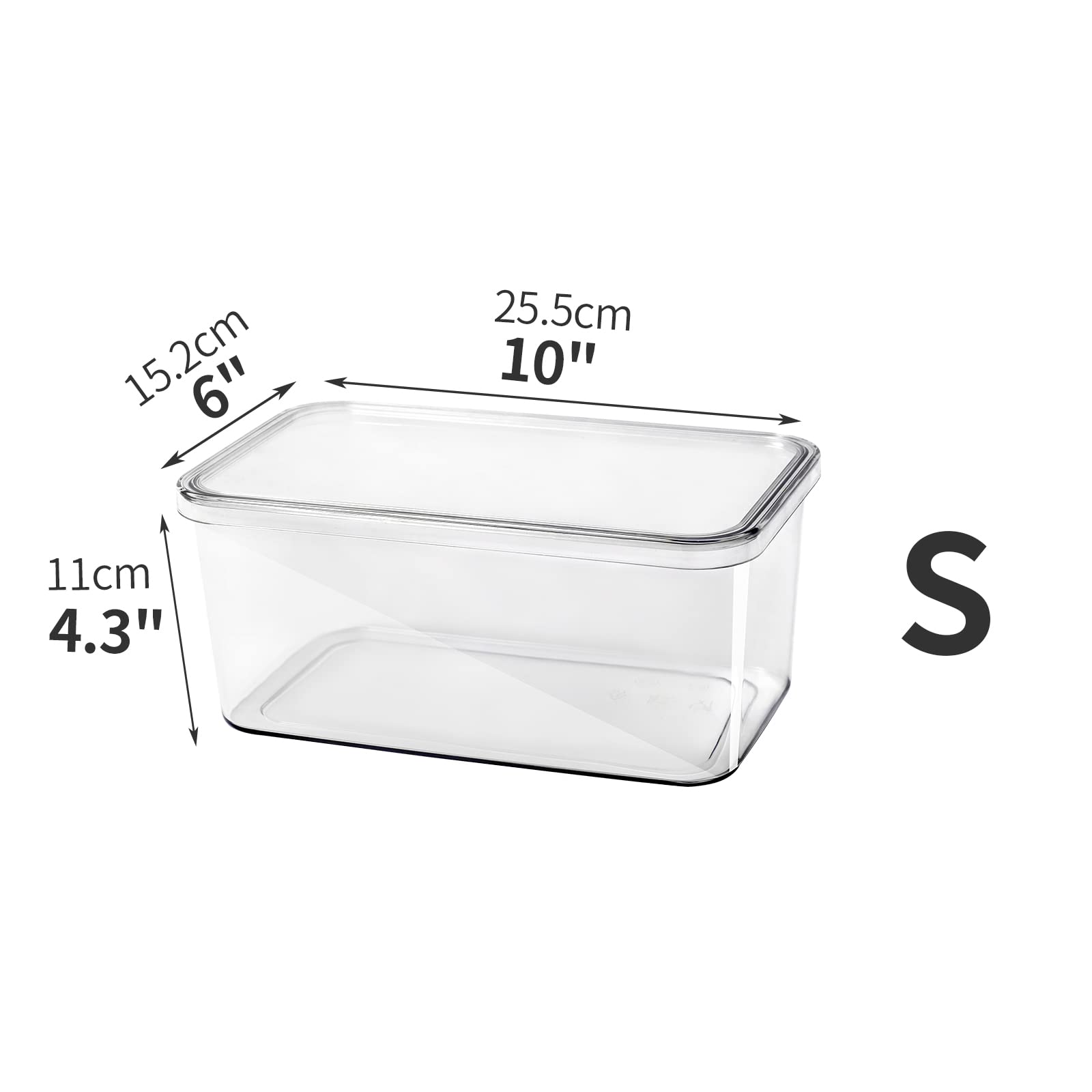 Contenedores de almacenamiento transparentes con tapas, 4 paquetes de organizadores de almacenamiento de alimentos, armario de cocina apilable, cesta de baño, organización de refrigerador.
