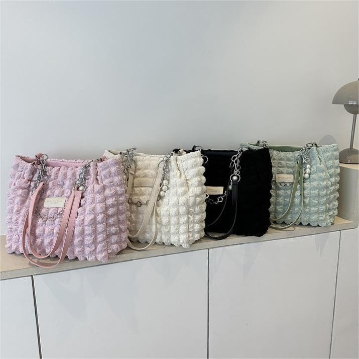 Bolso tote para mujer con cadena de perlas, bolso casual espacioso, bolso hobo cruzado miniatura 7