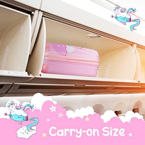 BABY JOY 아동용 휴대용 수하물 2개 세트, 30.5cm(12인치) 백팩 및 45.7cm(18인치) 유아용 가방, 하드 쉘 여행 케이스 및 백팩, 회전 캐스터 4개, 남아 및 여아용 귀여운 롤링 트롤리 케이스, 멀티컬러., 포니 — 사진 6