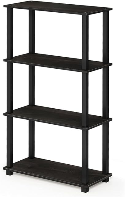 Furinno Turn-S-Tube 4-Tier Multipurpose Shelf Display Rack with Square Tube, Espresso/Black