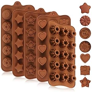 5 Pack Silicone Candy Chocolate Cake Molds SetMolds，Reusable Baking Mold Ice Cube Tray for Wedding,Festival,Parties and…