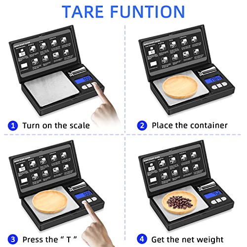 THINKSCALE 𝗚𝗿𝗮𝗺 𝗦𝗰𝗮𝗹𝗲, 𝟮𝟬𝟬𝗴/𝟬.𝟬𝟭𝗴 Mini Pocket Scale with 6 Units, Steelyards, Tare, Scales Digital Weight Grams for Jewelry, Medicine, Coffee, Herb, Cal Weight Included