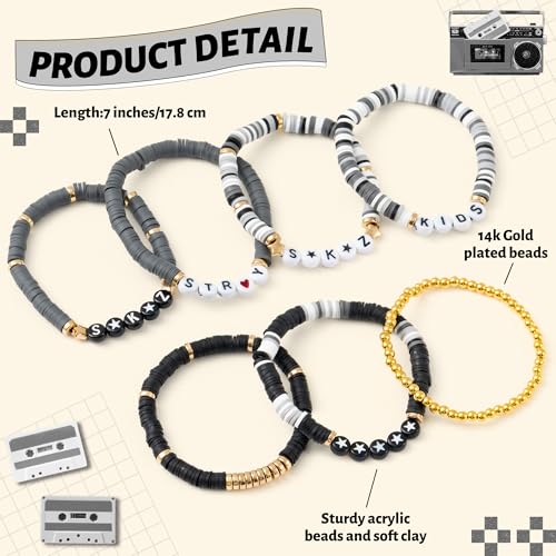 7Pcs Kpop Bracelet SKZ Clay Bead Bracelets Set Stray Fans Merch Gifts Kpop Jewelry Stretch Bracelet Gifts SKZ Jewelry Set for Teens Women Men Student Birthday Party Back to School Supplies2