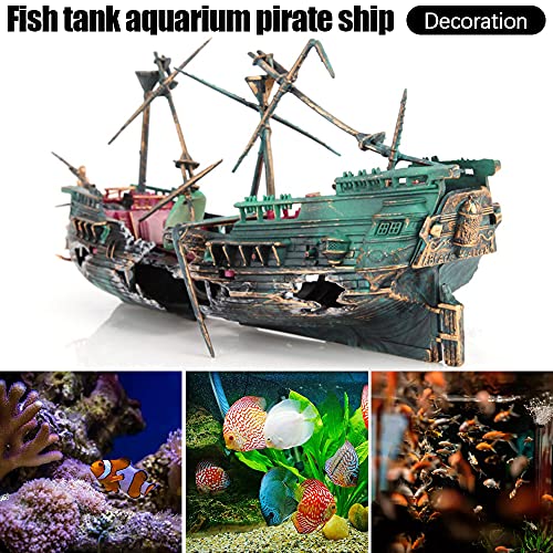ANUAN Aquarium Piratenschiff Schiffswrack, gebrochenes Aquarium Aquarium Dekoration Aquarium Zubehör Home Landschaftsbau… – Bild 3