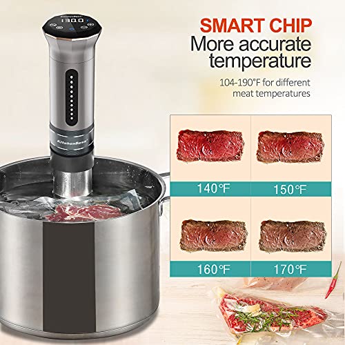 Sous Vide Cooker Machine: 1100 Watt Ipx7 Waterproof Water Thermal Immersion Circulator Accurate Temperature Control Digital Display Includes 5 Vacuum Sealer Bags By Kitchenboss #TOP5