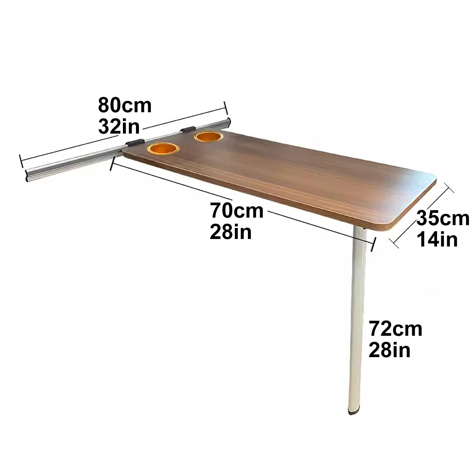 Tavolo Pieghevole per Camper, Tavolo da Campeggio Pieghevole, Tavolo Pieghevole con Portabicchieri, Mobili per Camper e Camper(Yellow,70x35cm/28x14in)