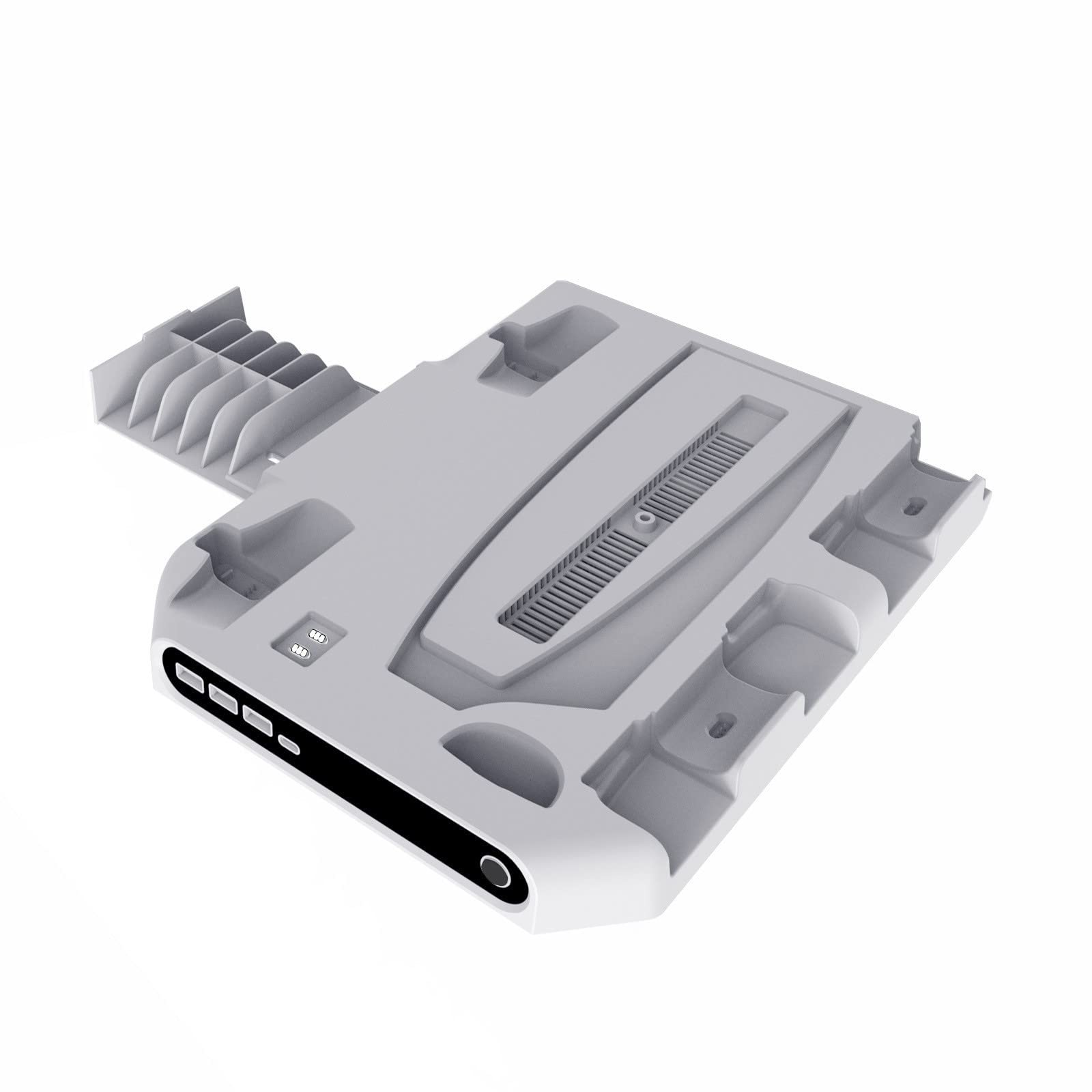 Estación de carga con ventilador de refrigeración para PS VR2/PS5, soporte de pantalla de carga del mando Soporte de almacenamiento de auriculares con micrófono