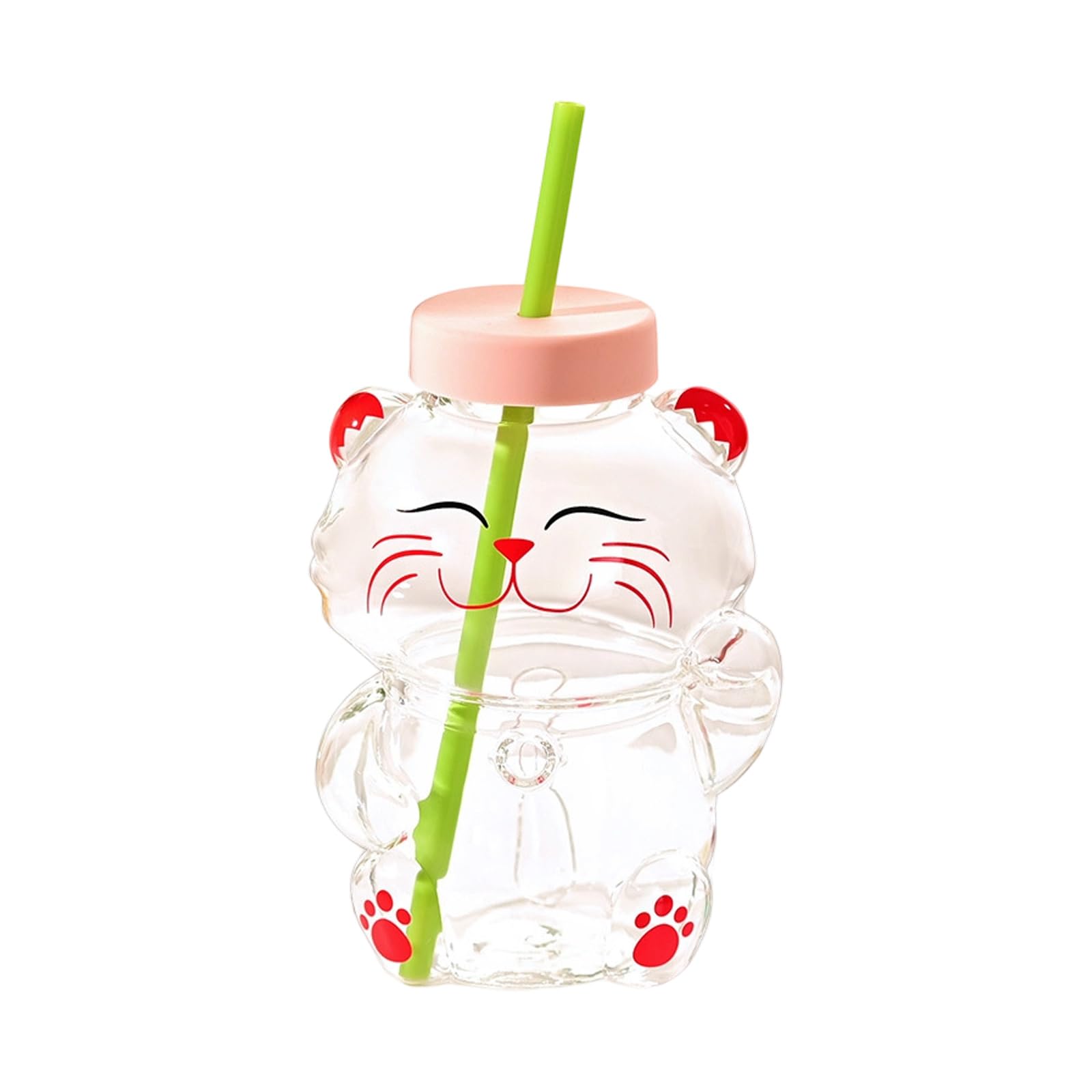 Gobelets en verre réutilisables sur le thème de l ' ours avec couvercle en paille, incassables, lavables lave-vaisselle, parfaits pour les boissons en déplacement Jolis gobelets en verre en forme en