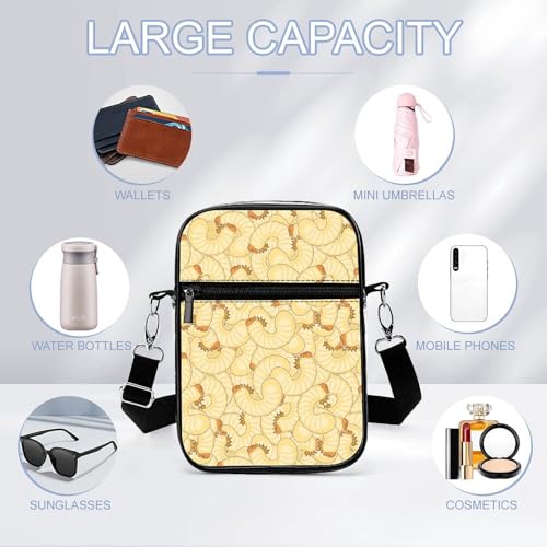 Maggot Beetle Larva Clear Crossbody Bag Stadium Bag Adjustable Side Shoulder Bags Messenger Bag with 2 Compartments3
