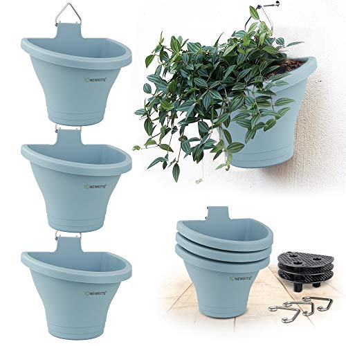 Hanging Wall Planters, NEWKITS 3 Pcs Modular Hanging Planters Free Combination Vertical Planter for Yard Garden Outdoor and Indoor Hanging Decorations - Blue