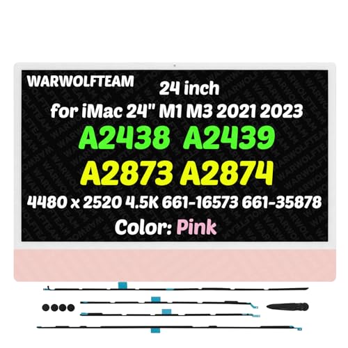 Image of LM235UH1(SD)(A2) Compatible with iMac A2438 A2439 A2873 A2874 M1 M3 2021 2023 EMC 3663 EMC 3664 EMC 8206 EMC 8207 24inch LCD Screen Display Assembly 4.5K(661-16573 661-35878 Pink)