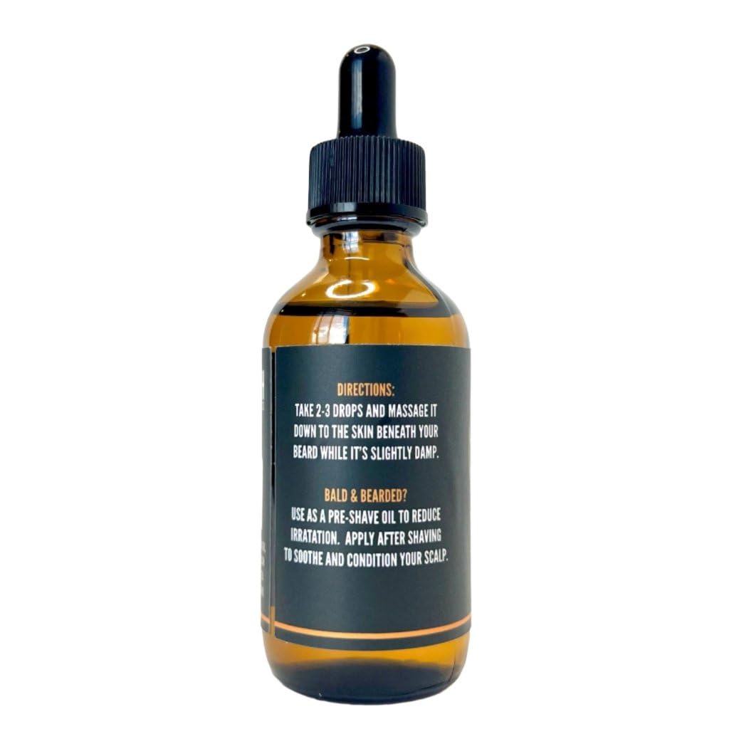 Premium Beard Growth Oil for Black Men –Thickens patchy beards, softens coarse hair & fights razor bumps with jojoba mint and tea-tree oils. 3-in-1 Beard scalp and face Moisturizer (2 oz.)