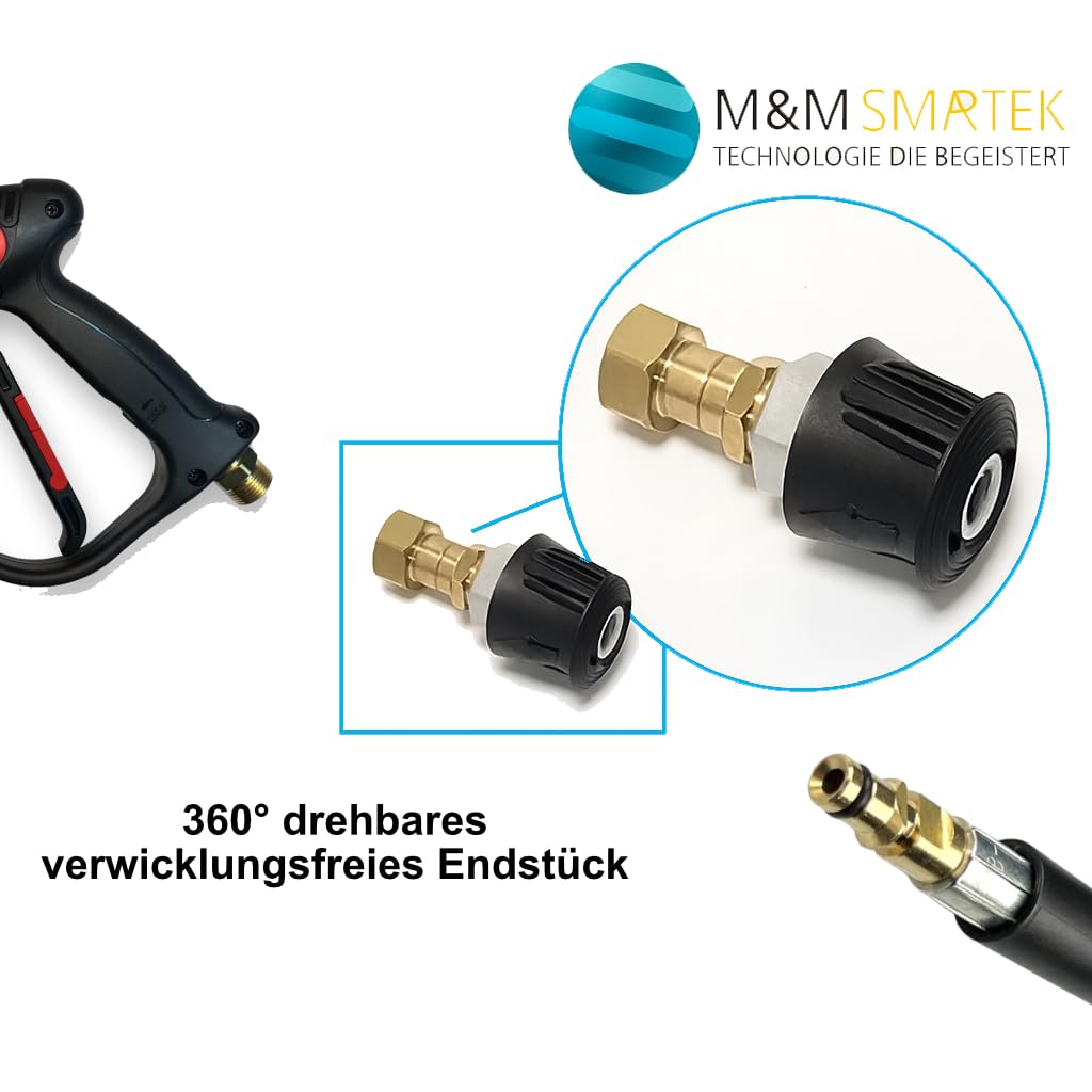 M&M Smartek Adapter Set für Kärcher Quick Connect auf M22 Innengewinde | Schnellkupplung Messing 360° drehbar Anti-Wickel | Ersatzteil für Hochdruckreiniger K2–K7