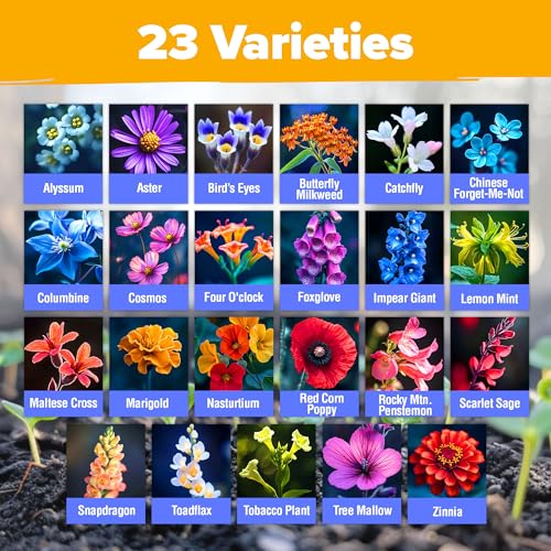 Image of HOME GROWN Premium Wildflower Seeds Bulk Mix | 89,000+ Non-GMO Native Perennial Flower Seed for Planting | 23 Varieties for Bees, Butterflies & Birds | Full Sun & Shade | 2 oz