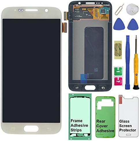 Display Touch Screen (AMOLED) Digitizer Assembly for Samsung Galaxy S6 (5.1 inch) G9200 G920A G920P G920T G920V G920R4 G920F G920I G920FQ G920K G920L G920S (for Phone Repair Replacement) (White Pearl)