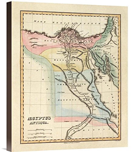 Global Gallery Budget GCS-295138-22-144 Historical Map Fielding Lucas Aegyptus Antiqua Gicee On Wall Art Print