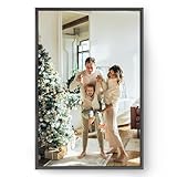 GENTLE DEER Custom Canvas Prints with Your Photos - Customized Canvas Prints Personalized Pictures Gifts with Wooden Photo Frame for Couples Family Friends Pet Baby (Black, 16' x 24')