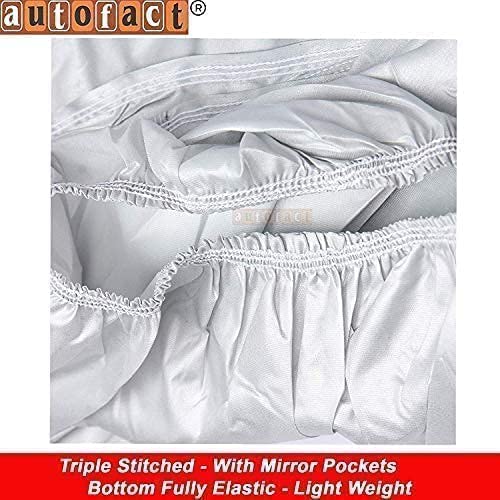 Image of Autofact Waterproof Premium Silver Matty Triple Stitched Car Body Cover with Mirror Pocket for Mahindra Quanto