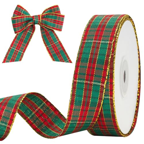 jijAcraft Weihnachtsband 25mm Breit, Rot und Grün Weihnachten...