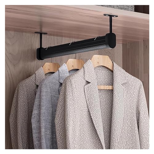 JYHHCYS Top Mounted Closet Hanging Rod, Metal Wardrobe Pole with End Supports 20 22 24 26 28 30 Inch, Closet Hanger Holder, Heavy Duty Detachable Garment Bar (Color : Black, Size : 16in/40.6in)