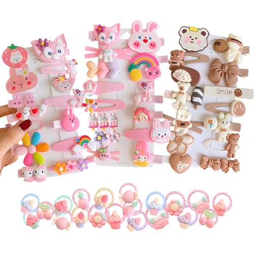 62PCS Girl Hair Clips, Toddler Hair Accessories, Girls Clips for Hair clips for kids, toddler girls barrettes Hair Pin, Flower Rainbow Candy Fruits Set Cute hair clips for girls kids Baby (Style 2)