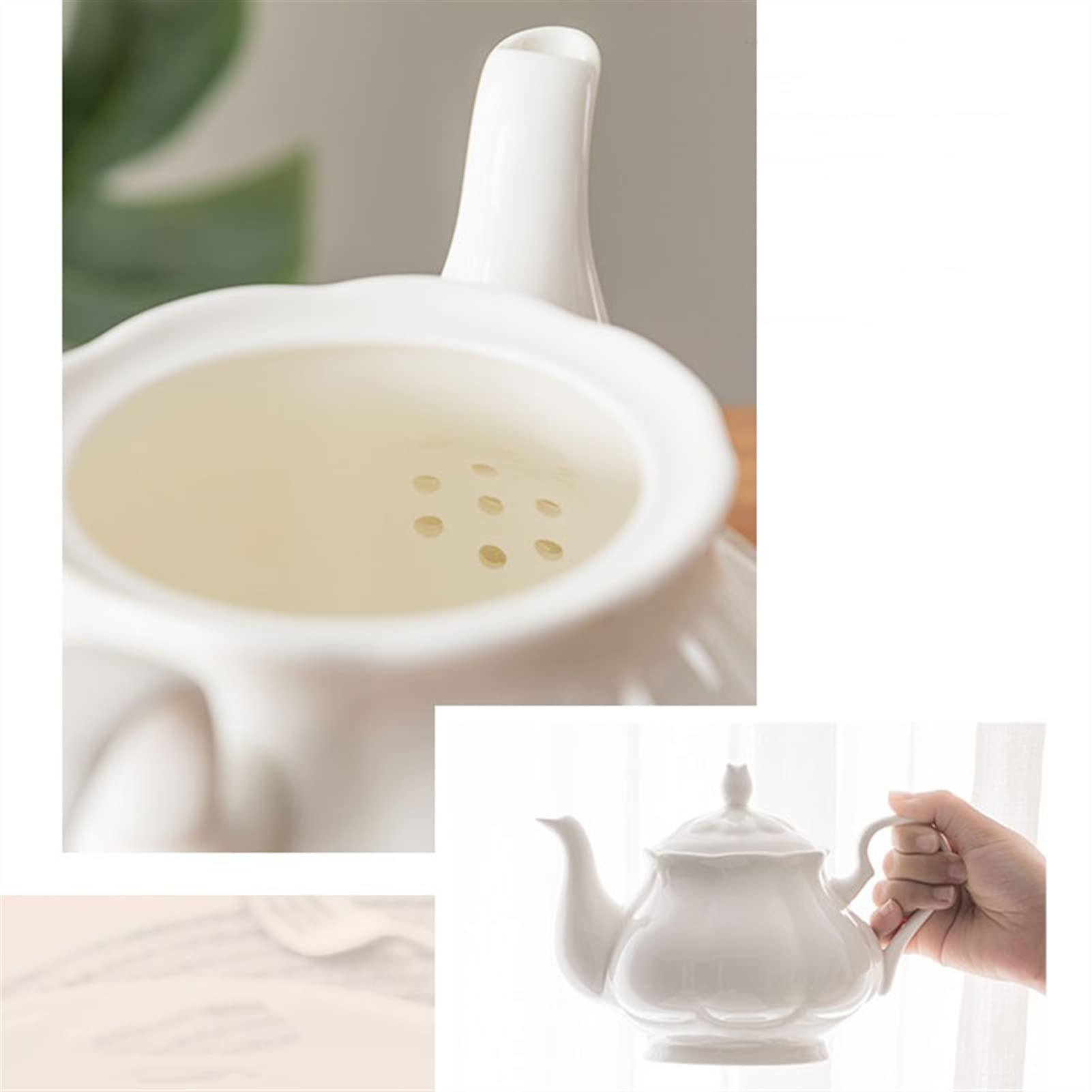 Czajnik 95 0ml Biały ceramiczny czajniczka domowa gospodarstwa domowego o dużą pojemności kawy popołudniowy herbata mleka czajniczka z filtrem Czajnik
