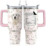 40oz Great Pyrenees Dog Tumbler with Handle and Straw, Funny Stainless Steel...