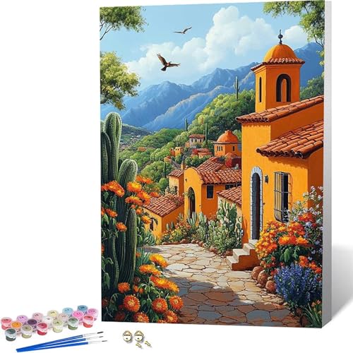 �������G �s Paint by Numbers ���i �y�C���g�o�C�i���o�[, ��l�p�����h��G�L�����o�X�N���t�g �u���V�ƃA�N�����G�̋��, �I�t�B�X �C���e���A ���r���O����, �����ւ̃M�t�g 50x65 cm -zjn26043J