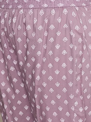 Image of ishin Women's Purple Embellished A-Line Kurta Set With Palazzo