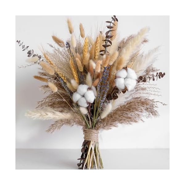   Natural-Dried-Flower-Bouquet-Pampas-Grass-Cotton-Stems-Bunny-Tails-Eucalyptus-Lavender-Wheat-Rustic-Boho-Decor-for-Home-Wedding-or-Gift