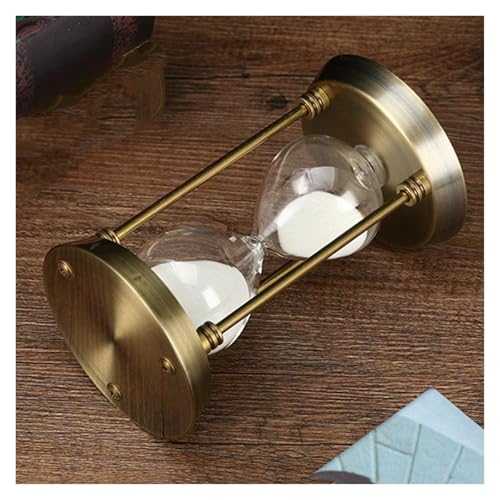 Temporizador de Arena Elegante de 60 Minutos con Vidrio de borosilicato soplado a Mano y Marco de Metal Antiguo, Reloj de Arena Decorativo de 12,5 x 6,7 Pulgadas for Escritorio de Oficina, decoración