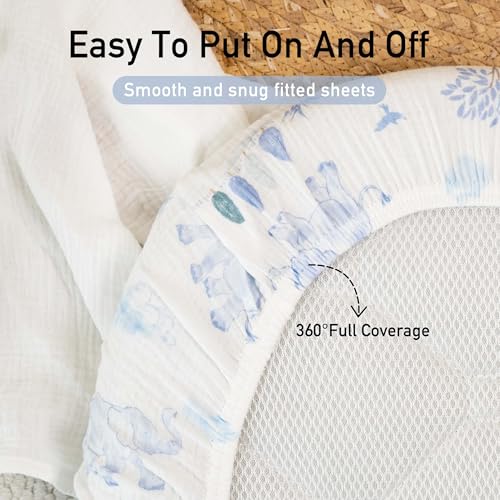 Image of Gllquen Baby Muslin Bassinet Sheets 3pk, Soft Cotton Baby Sheet 33x17 | Breathable Cozy Bassinet Mattress Sheet, Compatible with Halo Bassinest Swivel Sleeper, Snoo, Baby Delight, For Boys Girls