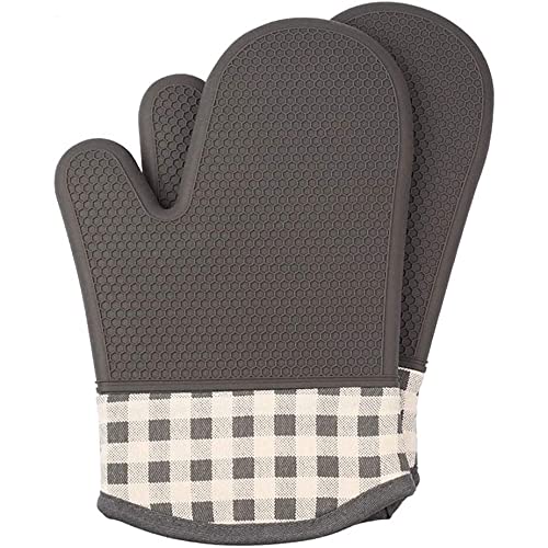 Guantes de horno resistentes a altas temperaturas con silicona engrosada