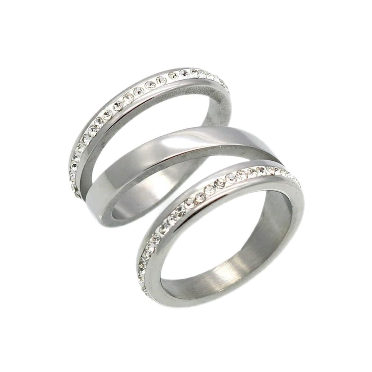 YAHOYAAnillos de compromiso de color dorado para mujeres Joyería de boda de acero inoxidable Anillo de cristal Joyería de acero inoxidable