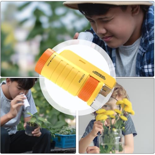Microscopio de mano para niños con luz LED ajustable para explorar ciencia STEM 4