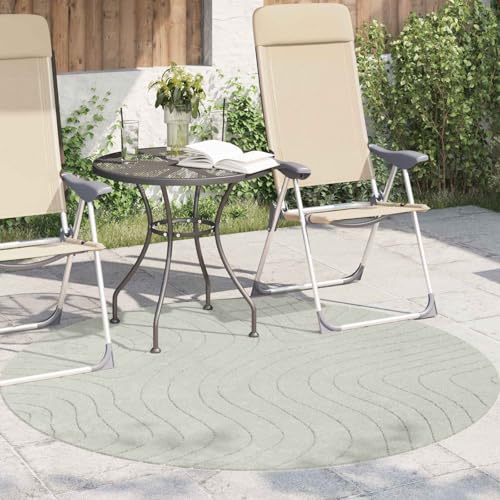 Tapis de salon rond vert Ø 200 cm polyester doux lavable antidérapant - 5