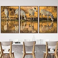 3 Piece Framed Canvas Wall Art Black and White Animals Canvas Prints Home Artwork Decoration for Living Room,Bedroom - 16