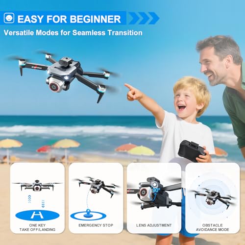 Drone With Screen On Controller With Camera 4k For Beginners And Kids,Wifi Fpv,Sd Storage,Foldable,3d Flips,One Key Take Off/Land,Headless Mode,Led Lights,Avoidance,Waypoints Fly,Sd Storage,Under 249g(2 Batteries) - Image 4