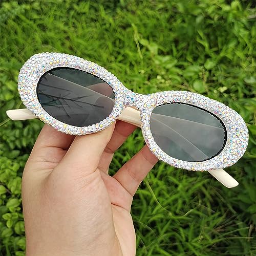 COTIA Oval Diamond Bling Sunglasses Women Men Luxury Glitter Rhinestone Party Club Sun Glasses2