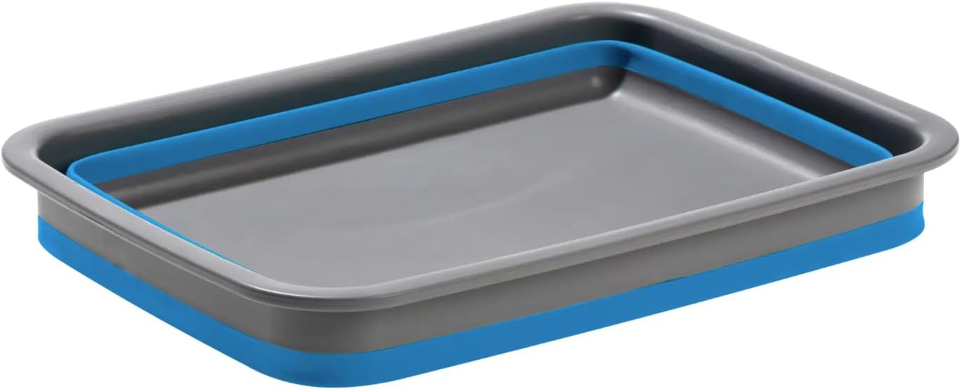 Collapsible Silicone Washing Container for Camping and Backpacking - Camping Dishware Gear Essentials in Blue (Made by Caddis Sports)
