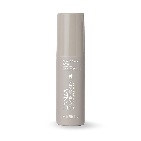 LANZA Keratin Healing Oil Smooth Down Spray, Heat Protectant Hairspray for Blowouts, Anti-Frizz Shine Enhancer with UV Protection, Smooths Flyaways, Sulfate Free & Cruelty Free (3.4 Fl Oz)