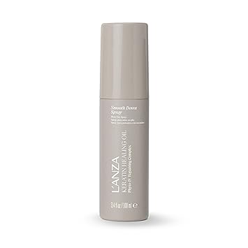 LANZA Keratin Healing Oil Smooth Down Spray, Heat Protectant Hairspray for Blowouts, Anti-Frizz Shine Enhancer with UV Protection, Smooths Flyaways, Sulfate Free & Cruelty Free 3.4 Fl Oz