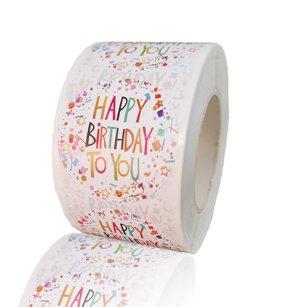 Buy 1.5" Happy Birthday Stickers Labels Roll Round Birthday Party