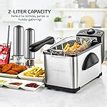 OVENTE Electric Deep Fryer 2 Liter Capacity, 1500 Watt Lid with Viewing Window and Odor Filter, Adjustable Temperature, Removable Frying Basket and Easy to Clean Stainless Steel Body, Silver FDM2201BR - Image 2