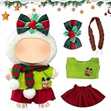 Weihnachts-Outfit-Set für 17 cm große Puppen, Bekleidung für 17cm Plüsch, Kuscheltier Kleidung Outfit nur Bekleidungs zubehör, Weihnachtsmann-Kleidung, Weihnachtskleidung für 17cm Puppen(Keine Puppe)