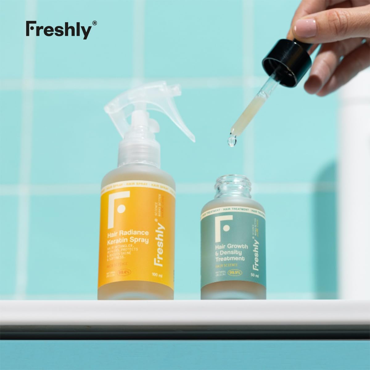 Freshly - Pack Densificante Capillare – Routine Naturale per Volume e Densità dei Capelli – Spray Riparatore + Siero Anti-Caduta – Rafforza, Idrata e Protegge – Formula 99% Naturale