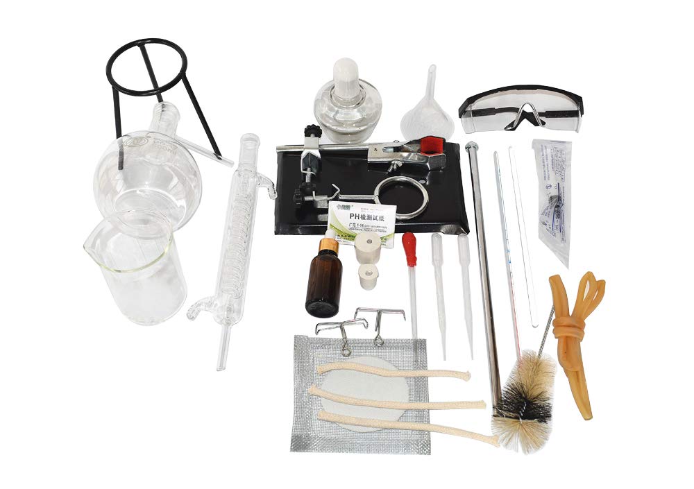 Kit de cristalería de laboratorio de 500 ml para destilación de vidrio, destilador de aceite esencial, purificador de agua para hacer tu propio aceite esencial, Moonshine (condensador de serpiente)